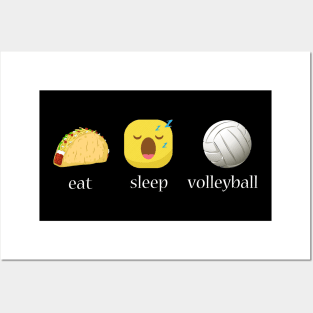 Eat sleep volleyball repeat emoji emoticons graphic Posters and Art